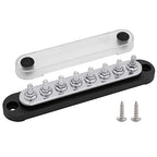 8 x M5 (#10) Studs Power Distribution Block Bus Bar 12V, Ampper 5.9" HD 120A Marine BusBar Battery Distribution Block W/Cover for Car Boat Solar (Black)