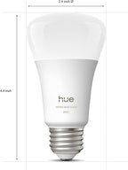 Philips Hue Smart LED A19 Bulb 2-Pack, White Color Ambiance, E26 Base, 7.2W, Full Spectrum Light 1000K-20000K, 810 Lumens, Dimmable, Works with Alexa, Google,& Apple Home