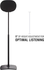 Sanus Height Adjustable Speaker Stands for Sonos Era 300™ - 17" Height Adjustment Sonos Stand Includes Carpet Spikes & Rubber Pads - Easy DIY Install Comes w/All Hardware - Black Pair