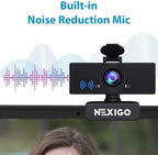 NexiGo N60 1080P Webcam with Microphone, Software Control & Privacy Cover, USB HD Computer Web Camera, Plug and Play, for Zoom/Skype/Teams, Conferencing and Video Calling