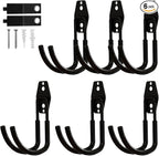 CRXCRC Garage Hooks, 6 Pack Large Round Wall Hooks for Hanging Heavy Duty Ladders, Bikes, Tools Ideal for Garage, Garden, Basement Utility Room Storage (Black)