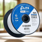 Elite 16/4 Speaker Wire 100ft, UL Listed, CMR/CL3R, (Riser/In-Wall & Outdoor/In-Ground (Direct Burial)- 100% Oxygen Free Pure Bare Copper (OFC), 16AWG/4-Conductor, 100ft Bulk Cable (65 strands), White