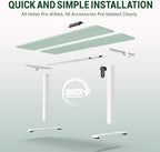 Veken 55 Inch Large Electric Standing Desk, 4 Memory Heights Adjustable,Sit to Stand Up, Work Home Office Computer Table for Study, Walking Pad, Writing, and Games, Wooden Desktop Desks, Green