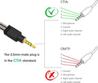 MillSO Headphone Mic Splitter, 3.5mm Headset Adapter (Microphone + Audio) 2 TRS Female to TRRS Male CTIA Stereo Jack Y Cable Compatible for Dual-Plug Gaming Headset to Xbox, PS4, Phone, Laptop, PC
