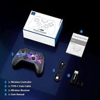 AceGamer Aurora II 2.4G Wireless Bluetooth Controller for PC/Android/Switch/iOS/Switch 2/Steam Deck with Rotary Motors, RGB Hall Effect Joysticks - Upgraded PC Gaming Controller and Back Buttons Lock (Galaxy)