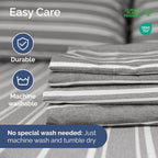 Full XL Bed Sheet Set - 4 Piece Extra Long Extended Full XL Sheets - Soft, Breathable & Cooling - Fits 8" to 16" Mattress with Deep Pockets - 54" x 80" - Wrinkle and Fade Resistant - Grey Stripes 3