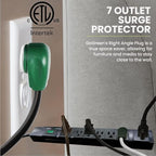 GoGreen Power Inc. (G-17636BK-2) 7 Outlet Surge Protector, 6FT Cord, Black, 2 Pack