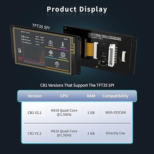BIGTREETECH TFT35 SPI V2.1 Graphic Smart Display Compatible BTT Manta M8P/M4P/M5P, Manta E3EZ Control Board + CB1 Support Running Klipper Firmware DIY Upgrade 3D Printer