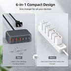 USB C Charger Block, 100W GaN 6 Port PD USB C QC USB A Wall Charger Adapter Plug Cube, Super Fast Type C Charging Station Hub for iPhone 17 16 15 14 Pro Max iPad Samsung Pixel