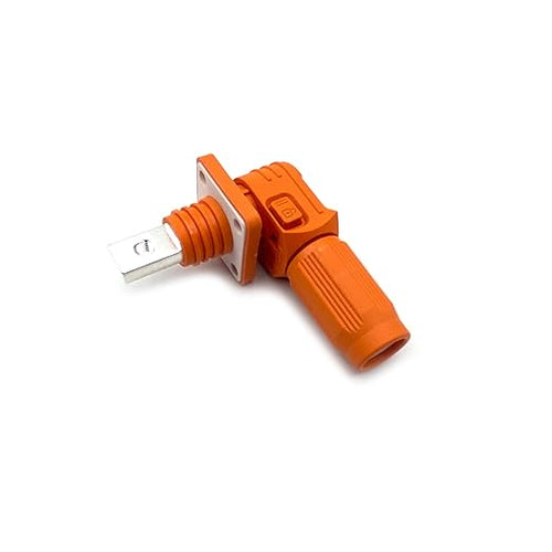 70A Battery Energy Storage Connector, 10mm² High Current Connectors IP67 Waterproof Copper Brand Thread Wiring Power Adapter Quick Plug Terminal Right Angle Plug and Socket (1000V Black+Orange)
