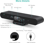 RayBit 4K Pro Audio and Video Conference Room Camera with Remote Control for Windows TV, AI-Powered HD Webcam with Microphone & Speaker for Desktop Computer/PC/Monitor/Laptop/Teams/Zoom/Skype
