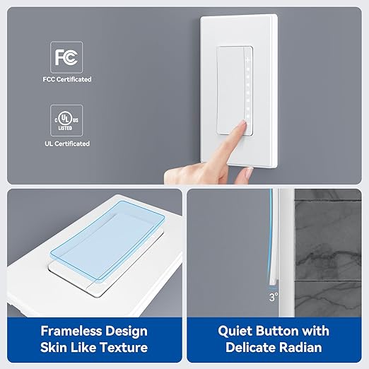 ELEGRP Dimmer Switch, Digital Dimmer Light Switch for LED Lights 150W, INC/HAL 450W, Single Pole LED Dimmer Switch, Needs Neutral Wire, Wall Plate Included, UL Listed, 10 Pack, Matte White