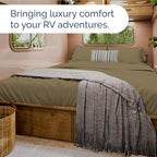 RV Short Queen Sheet Set 60 X 75 - 4 Piece RV Short Queen Bed Sheets - Soft, Breathable & Cooling - Designed for Bunks, Trailers and Campers - Fits 8” to 12" Mattress - Hotel Luxury Bedding - Khaki