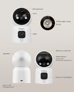 Anlapus 4 x A51D 4MP Dual Lens(2MP+2MP) Indoor Security Camera, Motion Detect, Auto Track, Plug-in, 360° WiFi Pan/Tilt Camera, 2.4GHz WiFi, Two-Way Talk, Light & Siren Alert, Memory Card Not Include