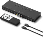 ZUZONG (3 Ports HDMI 2.0 + 1 RCA to 2 HDMI Converter (2 Outputs Can Simultaneous Display) Switcher Splitter Support 4:3/16:9 Switching for N64 NGC Wii Xbox PS2/3/4/5 Switch Apple TV Fire TV Roku