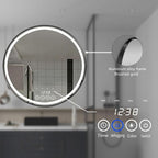 Wall-Mounted Round Bathroom Mirror with LED-Lights - 32 Inch Frame Vanity Mirrors(32" x 32", Black)