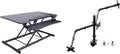 Rocelco 46" Electric Standing Desk Converter with AC Outlet USB Charger and Triple Monitor Arm Mount - Motorized Adjustable Sit Stand Riser - Tabletop Workstation Keyboard Tray - Black (R EDRB-46-DM3)