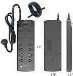 Power Strip, Nuetsa Surge Protector with 12 Outlets and 4 USB Ports, 6 Feet Flat Plug Extension Cord (1875W/15A) for for Home, Office, Dorm Essentials, 2700 Joules, ETL Listed (Black)