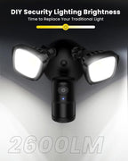 ieGeek Floodlight Camera Outdoor, 2K Wired Home Smart Security Cameras, 2.4G WiFi Flood Light Camera with Motion Sensor, Wiring 2600 Lumens Cam, Color Night Vision,Siren,2 Way Audio, Works with Alexa