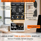 FEYBYLA 2025 New Digital Clock with Temperature/Humidity & Weather Forecast, Auto Time Sync Large Display, Custom Alarms & Medication Reminders, Ideal for Elderly (White, 10.1inch)