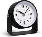 TIMESS Analog Alarm Clock, Silent Non-Ticking Quartz Movement, Battery-Operated with Snooze & On-Demand Light, Easy to Set Gentle Wake Bedside Desk Clock, Ideal for Home, Travel, Office (Black)