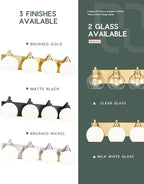 METWET Bathroom Light Fixtures, 4 Light Brushed Gold Vanity Light, 26 Inch Modern Wall Sconces with Globe Milk White Glass Shade, Vanity Lighting Fixtures Over Mirror, VL195-BG-ML-4