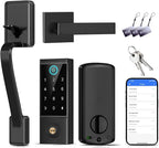 BEBASIA Heavy Duty Fingerprint Smart Door Lock for Front Door, APP Control Front Door Lock Sets, Auto Lock, Anti-Peeping Touchscreen Digital Keypad, Electronic Keyless Entry Deadbolt, Black
