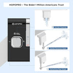 HOPOPRO Bidet with Single Finger Water Pressure Control, Self Cleaning Hygienic Dual Nozzle (Feminine/Rear Wash), Non-Electric Bidet Attachment for Toilet Seat, Easy DIY Install <5 Min -Black