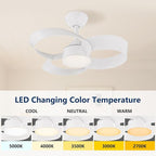 FANX 22 Inch Ceiling Fan with Light and Remote, Quiet DC Motor, Dimmable LED, Reversible 3-Speed Control, Easy Installation Flush Mount Fan for Small Rooms (White)