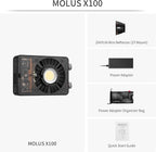 ZHIYUN MOLUS X100 Bi-Color Standard 100W Video Light [Official] V2 Upgraded Version Professional Photography Lighting Portable Continuous Output Lighting 2700~6500K CRI≥95 TLCI≥97（No Battery）