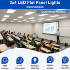 2x4 LED Flat Panel Light – LED Panel Flat Ceiling Light, Dimmable Flicker-Free 2x4 Ceiling Light for Drop Ceilings with Color & Wattage Selectable (Pack of 12)