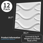 Art3d Decorative 3D Wall Panel, 32 Sq.FT PVC Interior Wall Decor for Living Room, Bedroom, Lobby, Office, Shopping Mall, White