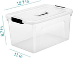JUJIAJIA 19 Quart Plastic Storage Bins with Lids, 6-Pack Stackable Clear Storage Organizing Box with Handle