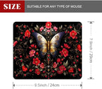 Black Butterfly Square Mouse pad, Texture, Waterproof, Anti Slip Rubber Base, Computer Mouse pad, Laptop Mouse pad