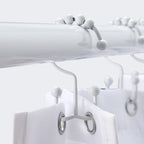 Shower Curtain Hooks, Goowin Shower Curtain Rings, Stainless Steel Shower Curtain Hooks Rust Proof Free Sliding Double Shower Hooks for Curtain, Shower Curtains & Liners (White)