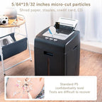 Effeluviate Commercial Autofeed Paper Shredder: 200 Sheets P-5 Micro Cut Shreds CDs/Cards/Staples 60-Min Continuous Run Anti-Jam 9.3 Gal Bin Quiet Heavy Duty for Home Office School Business - Black