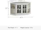 Leick Home Maelyn Corner TV Stand, for 50 in. TV, with Book Cases and Glass Doors, Cottage White, 85287