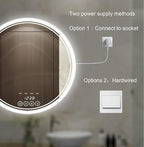 Wall-Mounted Round Bathroom Mirror with LED-Lights - 32 Inch Vanity Mirrors with Dimmable (32" x 32",Frameless)