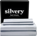 Silvery Silver Infused Bed Sheets Set - Award-Winning Self-Cooling Fabric with Self-Cleaning Silvery Technology™ That Stays Fresh 3X Longer for Hygienic Sleep (Gray, Split King)