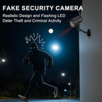 WALI Dummy Fake Camera, Solar Powered Fake Security Camera with LED Light, Simulated Surveillance Security CCTV Dome Cameras with Antenna and Warning Sticker Indoor Outdoor (SOL-TCB2), 2 Packs, Black