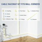 Cord Cover Wall Raceway Kit - 157" Cable Concealer, Wire Hiders for TV Wall Mounting and Wire Management, Beige