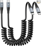 USB C to C Cable 3ft 2Pack Coiled USB C Charger Cable for Car Type C Fast Charging Cable for iPhone 17/16/15/Plus/Pro/Pro Max/Samsung Galaxy S23