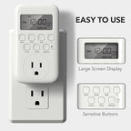 BN-LINK Indoor Digital Timer Outlet, Single Outlet 7 Day Programmable Light Switch, 3 Prong Plug in Timers for Electrical Outlets, Lamps, Fans, 8 On/Off Programs, 1 Pack, 15A/1875W, ETL Listed