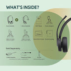 Yealink WH64 DECT & Bluetooth Mono Teams Wireless Headset, 606ft Long Range Work Headphones 3X Noise Cancelling Mic, 26H Calls, Ringtone, Office Single On Ear Headsets (DeskPhone,Laptop,PC,Cellphone)