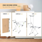 Unkqan Clothes Drying Rack, Foldable Laundry Rack for Indoor Outdoor, 10pcs Sock Clips, Collapsible Space-Saving Drying Rack for Clothes Towels Dolls, White (Gray-Hanger)