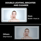 YEELAIT 55x30 Inch LED Bathroom Mirror with Lights Front and Backlit Lighted Vanity Mirror for Bathroom Wall with 3 Colors Dimmable Anti-Fog Memory Shatter-Proof IP54 Waterproof Horizontal/Vertical