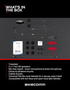 BIKECOMM BK-S2 Motorcycle Bluetooth Headset Intercom – 1200M Range Wireless Speakers - Helmet Communication System, IP67, Carbon