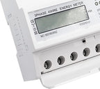 Tyenaza Energy Meter, Digital 3 Phase Energy Meter, LCD Display White ABS Housing 50Hz Electricity Usage Monitor 230 400V
