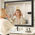 SMIROR Matte Black Bathroom Mirror for Over Sink 40x 36 inch, Metal Thick Frame Rectangle Vanity Mirror for Wall, Anti-Rust, Horizontally or Vertically Mounted