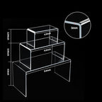 Chuangdi 2 Sets Acrylic Display Risers, Product Stand, Jewelry Display Riser Shelf Showcase Fixtures for Dessert Cupcake Candy Figure Treat Action Showcase(Clear,Large Set)